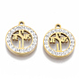 201 Stainless Steel Pendants, for Easter, with Polymer Clay Crystal Rhinestone, Flat Round with Jesus