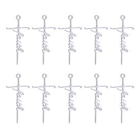10Pcs Faith Cross Charm Pendant Faith Necklace Charm Stainless Steel Pendant for Necklace Making Christian Religious Jewelry Gifts
