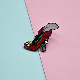Broche de dibujos animados para navidad: zapato de trineo de plumas, accesorio de bolso personalizado