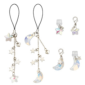 6шт пластиковые мобильные пылезащитные заглушки, со стеклянными подвесками