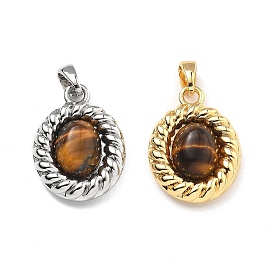 Латунные подвески из тигрового глаза, овальные амулеты