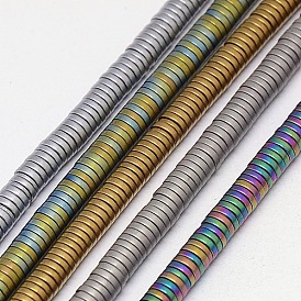 Electroplate Non-magnetic Synthetic Hematite Beads Strands, Frosted, Heishi Beads, Flat Round/Disc, Grade A