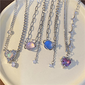 The blogger's same milky way planet love necklace female niche design high-end clavicle chain
