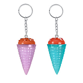 Cute Mini Ice Cream Cone Resin Keychain Bag Charm Jewelry DIY Pendant