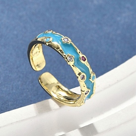 Манжеты из латуни с микро паве кубический цирконий для женщин, без кадмия, без никеля и без свинца, с эмалью