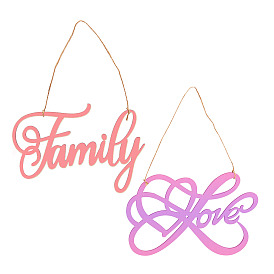 2 Sets 2 Styles Wood Cutouts Ornaments, with Jute Twine, Hanging Decorations, for Party Gift Home Decoration