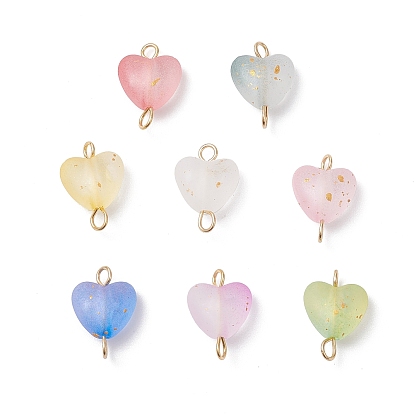 8 шт. 8 цвета матовые прозрачные акриловые подвески-соединители, звенья-сердечки с 304 двойными петлями из нержавеющей стали, разноцветные