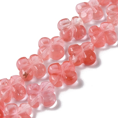 Cherry Quartz Glass Beads Strands, Flower