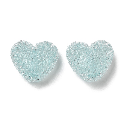 Resin Beads, with Rhinestone, Drusy Heart