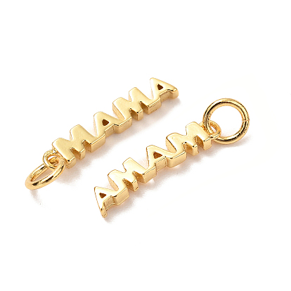 Brass Pendants, with Jump Ring, Long-Lasting Plated, Word MAMA