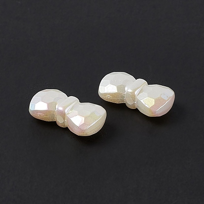 Opaque Acrylic Beads, Imitation Pearl, AB Color, Bowknot