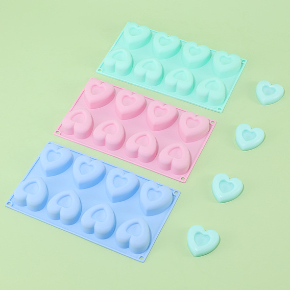 8 Cavities Silicone Molds, for Handmade Soap Making, Heart