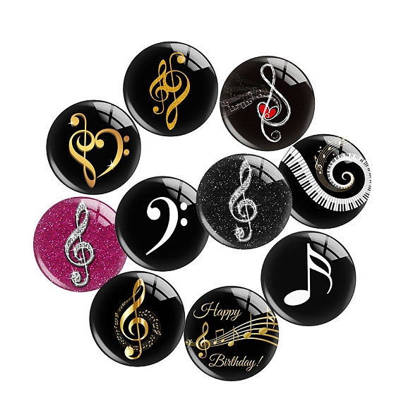 Кабошоны из стекла, полукруглый с музыкальной нотой