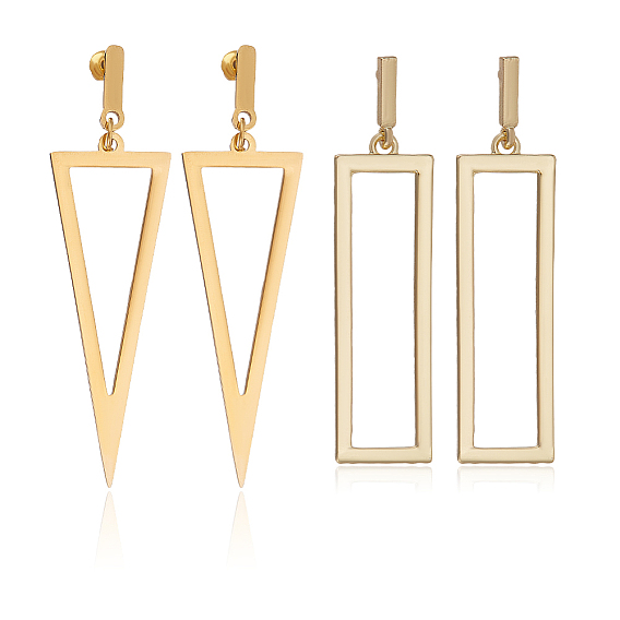 2 пары 2 стиль 316 серьги-гвоздики из хирургической нержавеющей стали с ажурными треугольными и прямоугольными подвесками, длинные серьги-подвески для женщин