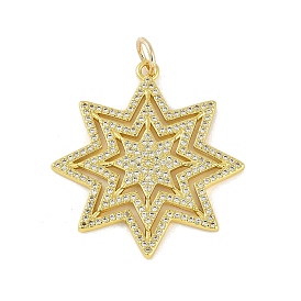 Brass Micro Pave Cubic Zirconia Pendants, Sun