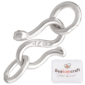 Beebeecraft 6Pcs 925 Sterling Silver S Shape Clasps, S-Hook Clasps