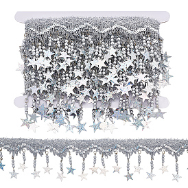 Полиэстеровый швейный орнамент, с подвесками в виде звезд и картонной демонстрационной карточкой.