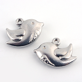 201 inoxydable charmes de pigeon d'acier, 12x17x4mm, Trou: 1.5mm