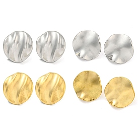 Ion Plating(IP) 304 Stainless Steel Ear Studs, Flat Round