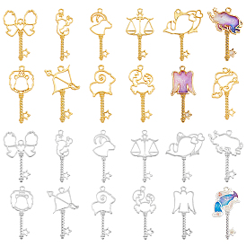 24Pcs 24 Styles Alloy Open Back Bezel Pendants, for DIY UV Resin, Epoxy Resin, Pressed Flower Jewelry, Cadmium Free & Lead Free