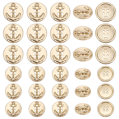 30шт 2 стили литые кнопки, 4-луночное, плоско-круглые