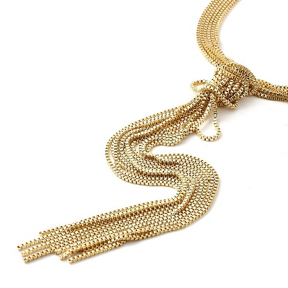 Brass Box Chains Lariat Necklace, Tassel Necklaces