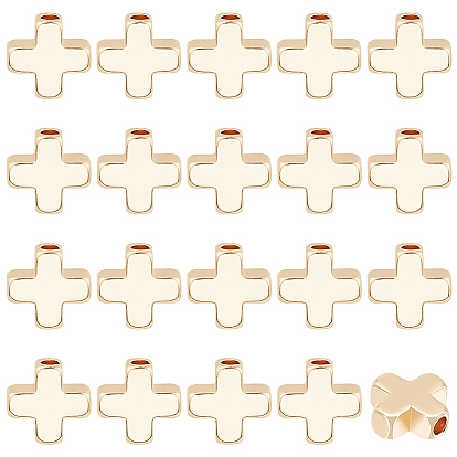 Латунные бусины, долговечный, крестик, реальный 18 k позолоченный