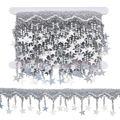 Полиэстеровый швейный орнамент, с подвесками в виде звезд и картонной демонстрационной карточкой.