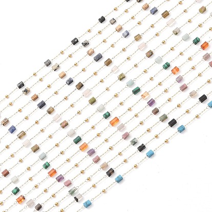 Ионное покрытие (ip) 304 звенья цепи из нержавеющей стали, бусины и катушка из натуральных драгоценных камней, пайки