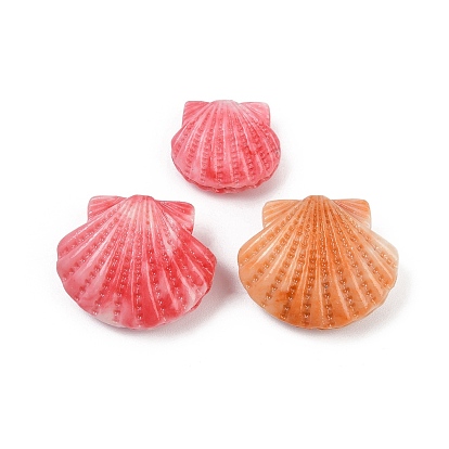 Резные бусины из синтетического коралла, окрашенные, формы раковины