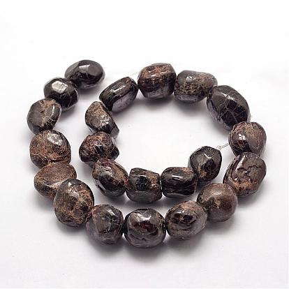 Natural Garnet Beads Strands, Tumbled Stone, Nuggets