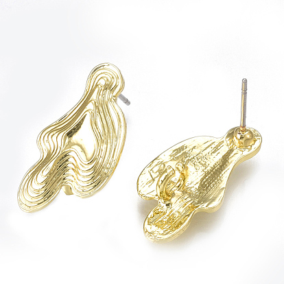Alloy Stud Earring Findings, with Loop, Steel Pins
