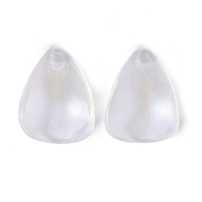 Transparent Acrylic Pendants, with Glitter Powder, Petal Charm