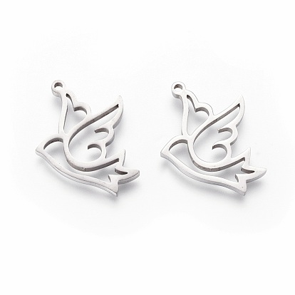 Pendentifs en acier inoxydable, polissage manuel, pigeon