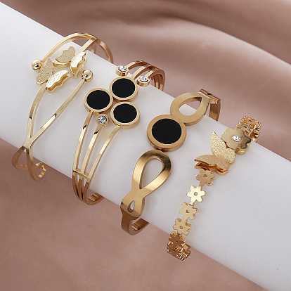 304 Stainless Steel Hinged Cuff Bangles for Women, Golden