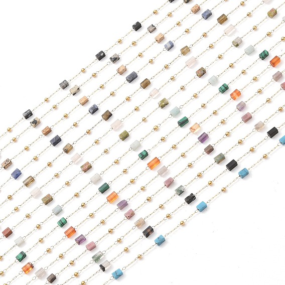 Ионное покрытие (ip) 304 звенья цепи из нержавеющей стали, бусины и катушка из натуральных драгоценных камней, пайки