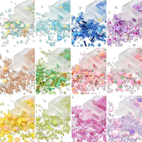 120g 12 Цветные кабошоны из полимерной глины ручной работы и пластиковые бусины для изготовления украшений своими руками, разнообразные