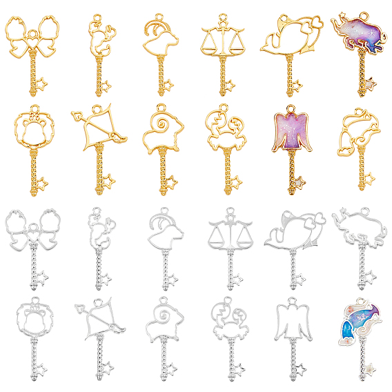 24Pcs 24 Styles Alloy Open Back Bezel Pendants, for DIY UV Resin, Epoxy Resin, Pressed Flower Jewelry, Cadmium Free & Lead Free