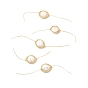 Brass Pearl Beads Findings, Wire Wrapped, Flat Round
