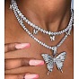 2шт. ожерелья из сплава со стразами и чашкой в виде бабочки для женщин