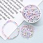 1000Pcs Opaque Acrylic Beads, with 1roll Clear Elastic Crystal Thread, for DIY Children's Day Themed Bracelets Making Kits, Flat Round with Letter & Heart
