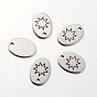 Spray Painted 201 Stainless Steel Steampunk Pendants, Oval with Pattern, 17x12x1mm, Hole: 2mm