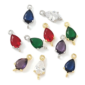 Шармы-соединители из латуни с паве из кубического циркония, слезные ссылки, реальный 18 k позолоченный, долговечный, без кадмия и без свинца, стойки покрытие