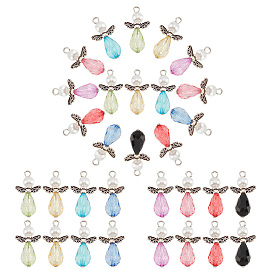 4 наборы угловых акриловых подвесок, с находкой из сплава в тибетском стиле и акриловыми бусинами, имитирующими жемчуг