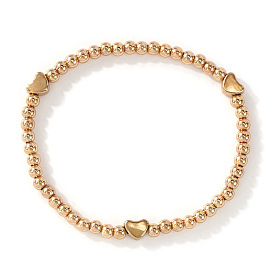 Круглые и в форме сердца латунные браслеты из бисера, эластичные, для женщин, ювелирные аксессуары