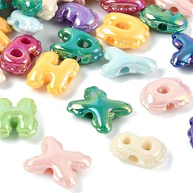 Непрозрачный акрил европейского бисера, бусины с большим отверстием, с покрытием AB цвета, буквы из воздушных шаров