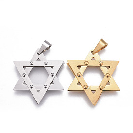 304 Stainless Steel Pendants, for Jewish, Star of David