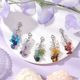 5Colgante con cuentas de piedras preciosas mixtas, naturales y sintéticas, de uva, dijes con cierre de langosta para adornos de bolsos