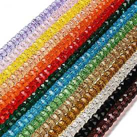 Transparent Glass Beads Strands, Faceted, Barrel