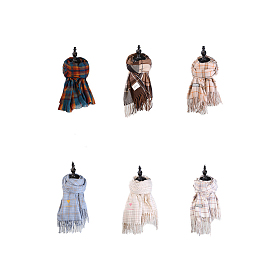 Écharpe longue tartan polyester laine à tricoter, écharpes chaudes et douces de style couple hiver / automne